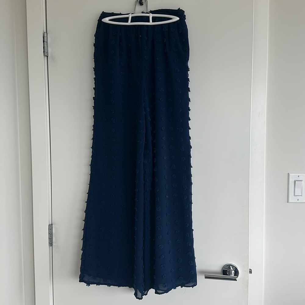 Tularosa Wide Leg Navy Polka Pants